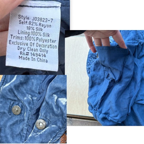 Johnny Was Aria Velvet Rayon Silk Floral Embroidered Tote Bag In Light Blue - Picture 11 of 16